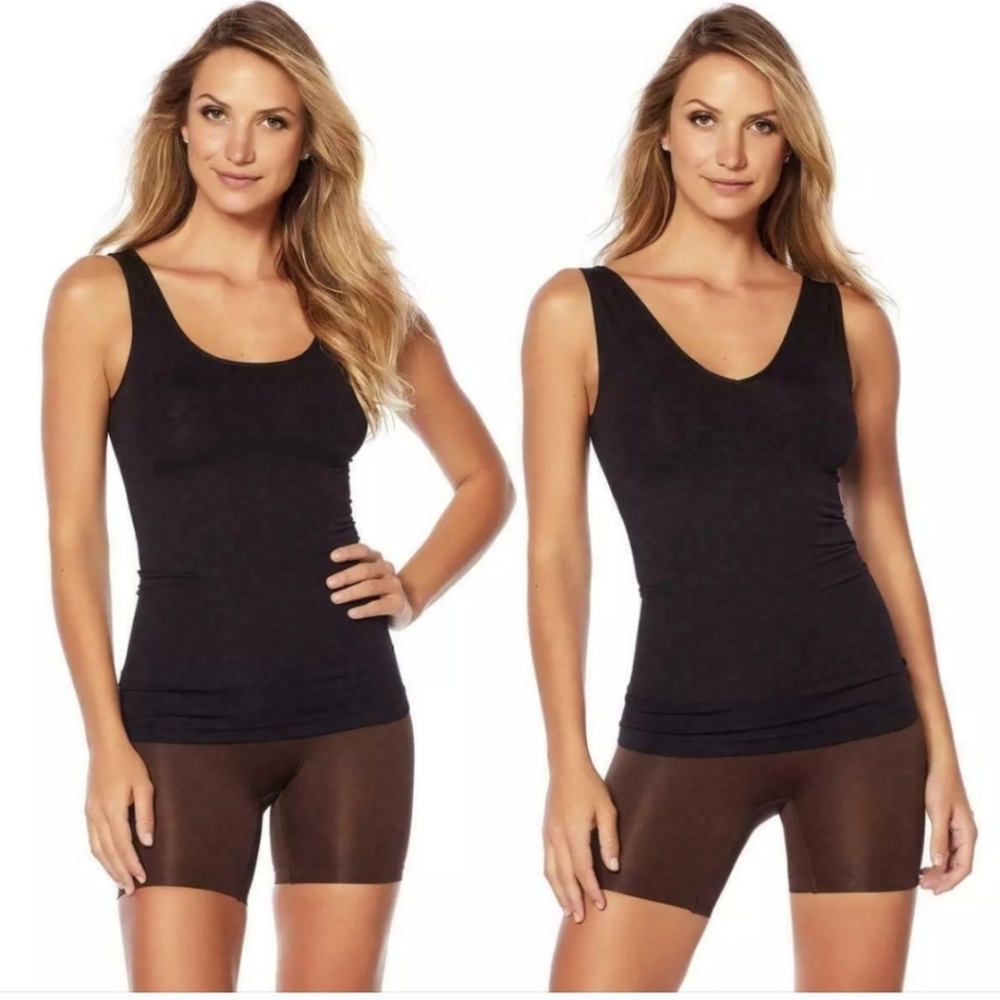 Yummie Tummie Black UV Reversible Shapewear Sleeveless Tank Top L/XL Intimates